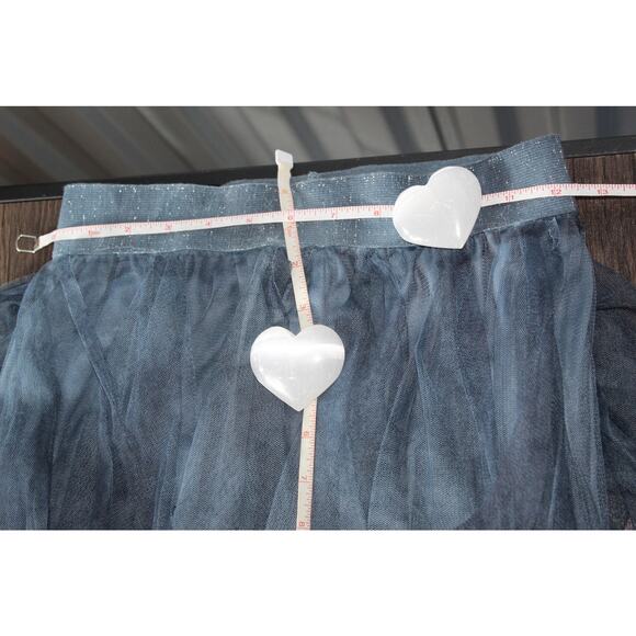 Tiered Tulle Maxi Skirt Long Length Grey Blue Dark Fairy Magical Witchy Hippie - Picture 7 of 9